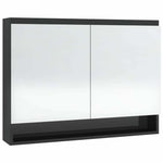 Fényes fekete MDF tükrös fürdőszobaszekrény 80 x 15 x 60 cm 4