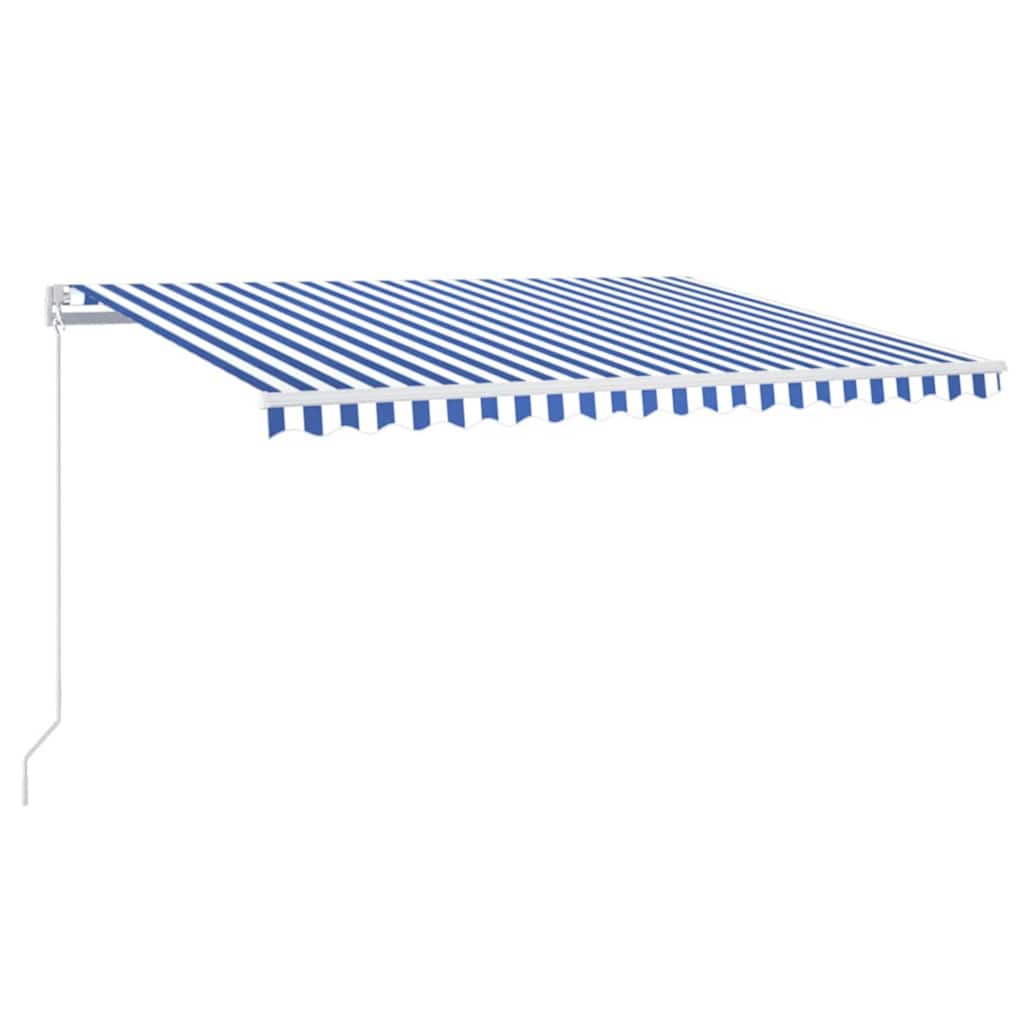 Kék és fehér kézzel kihúzható LED-es napellenző 400 x 300 cm 2