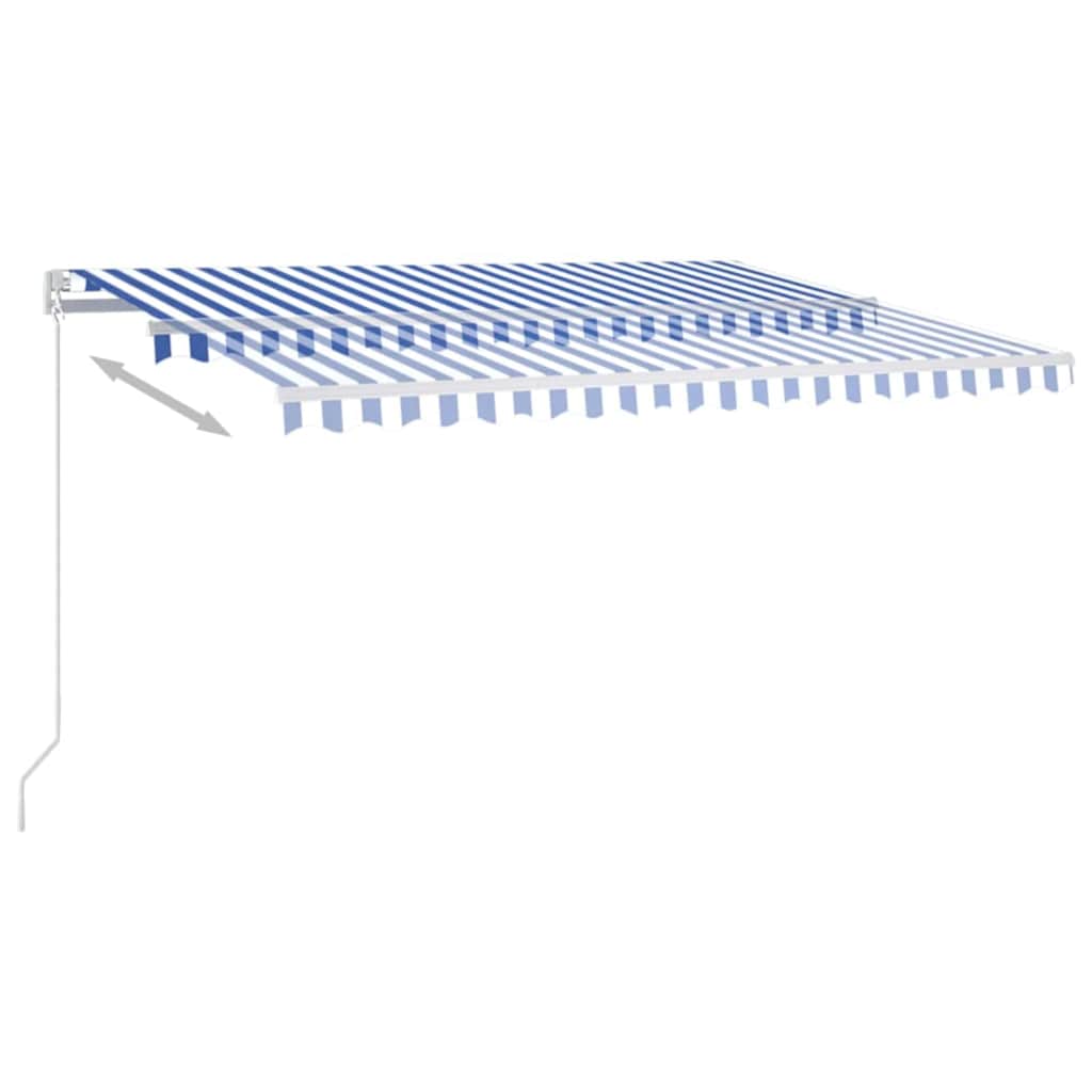 Kék és fehér kézzel kihúzható LED-es napellenző 400 x 300 cm 6