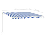 Kék és fehér kézzel kihúzható LED-es napellenző 400 x 300 cm 7