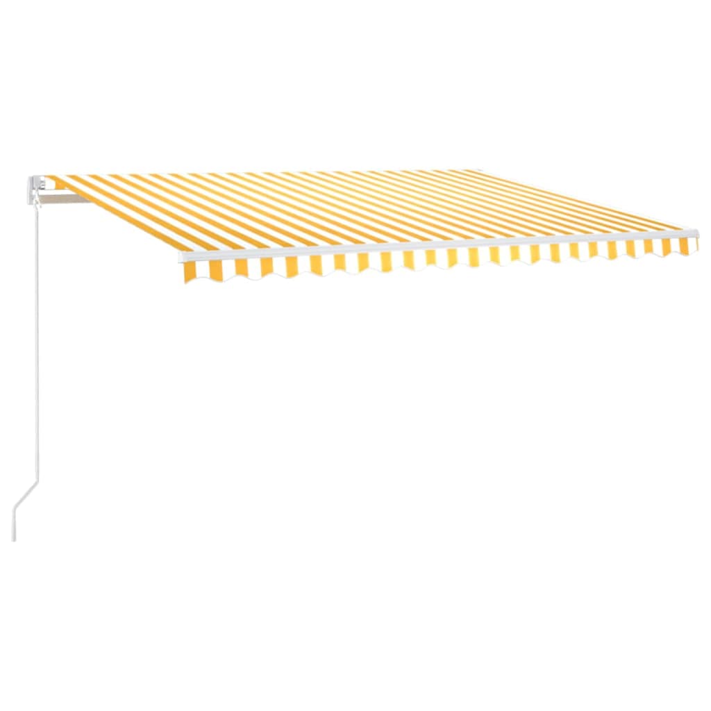 Sárga és fehér kézzel kihúzható LED-es napellenző 400 x 300 cm 2