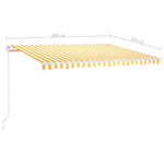 Sárga és fehér kézzel kihúzható LED-es napellenző 400 x 300 cm 7
