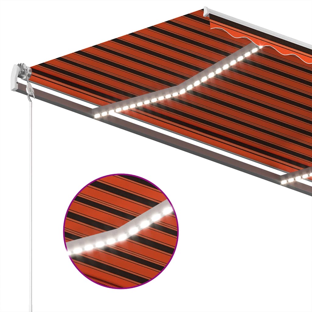 Narancssárga-barna szélérzékelős és LED-es napellenző 400x300cm 4