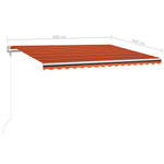 Narancssárga-barna szélérzékelős és LED-es napellenző 400x300cm 10