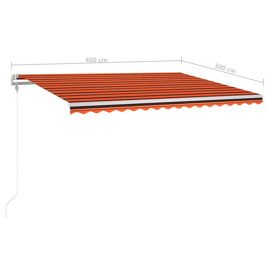 Narancssárga-barna szélérzékelős és LED-es napellenző 400x300cm 10