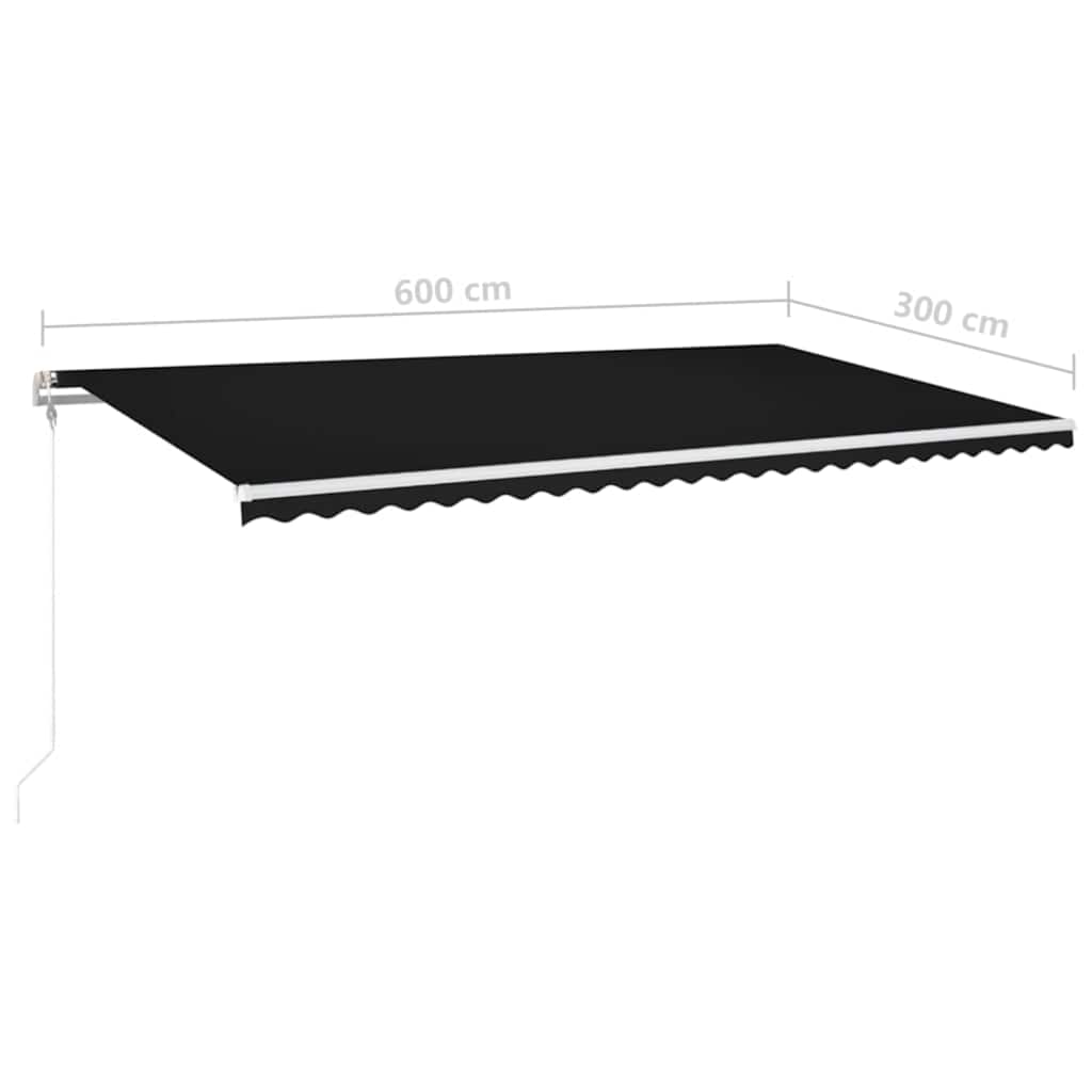 Antracitszürke szélérzékelős és LED-es napellenző 600x300 cm 10