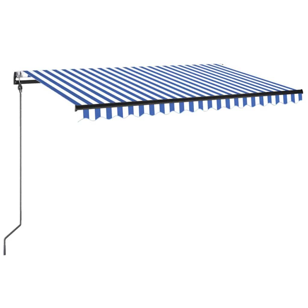 Kék/fehér automata szélérzékelős és LED-es napellenző 300x250cm 2
