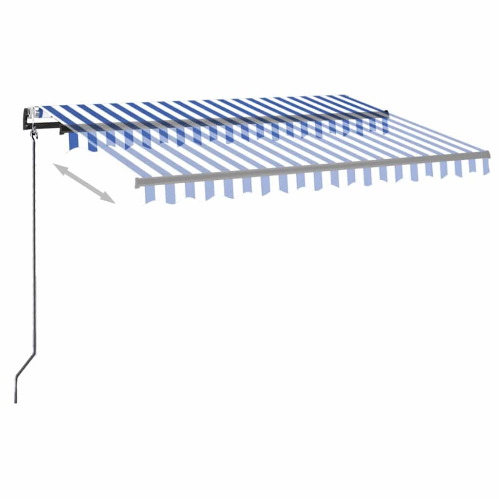 Kék/fehér automata szélérzékelős és LED-es napellenző 300x250cm 9