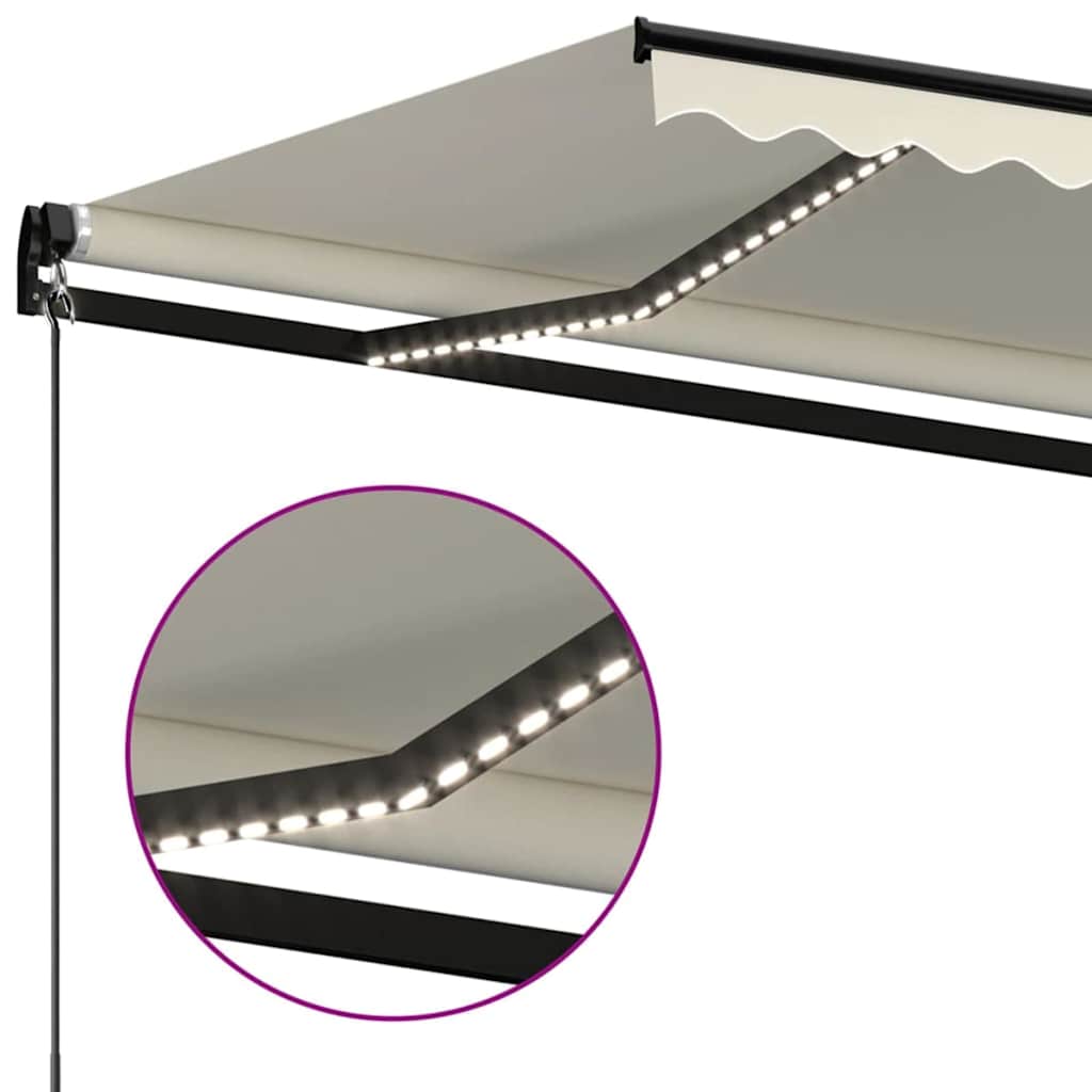 Krémszínű kézzel kihúzható LED-es napellenző 350 x 250 cm 4