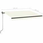 Krémszínű kézzel kihúzható LED-es napellenző 350 x 250 cm 6
