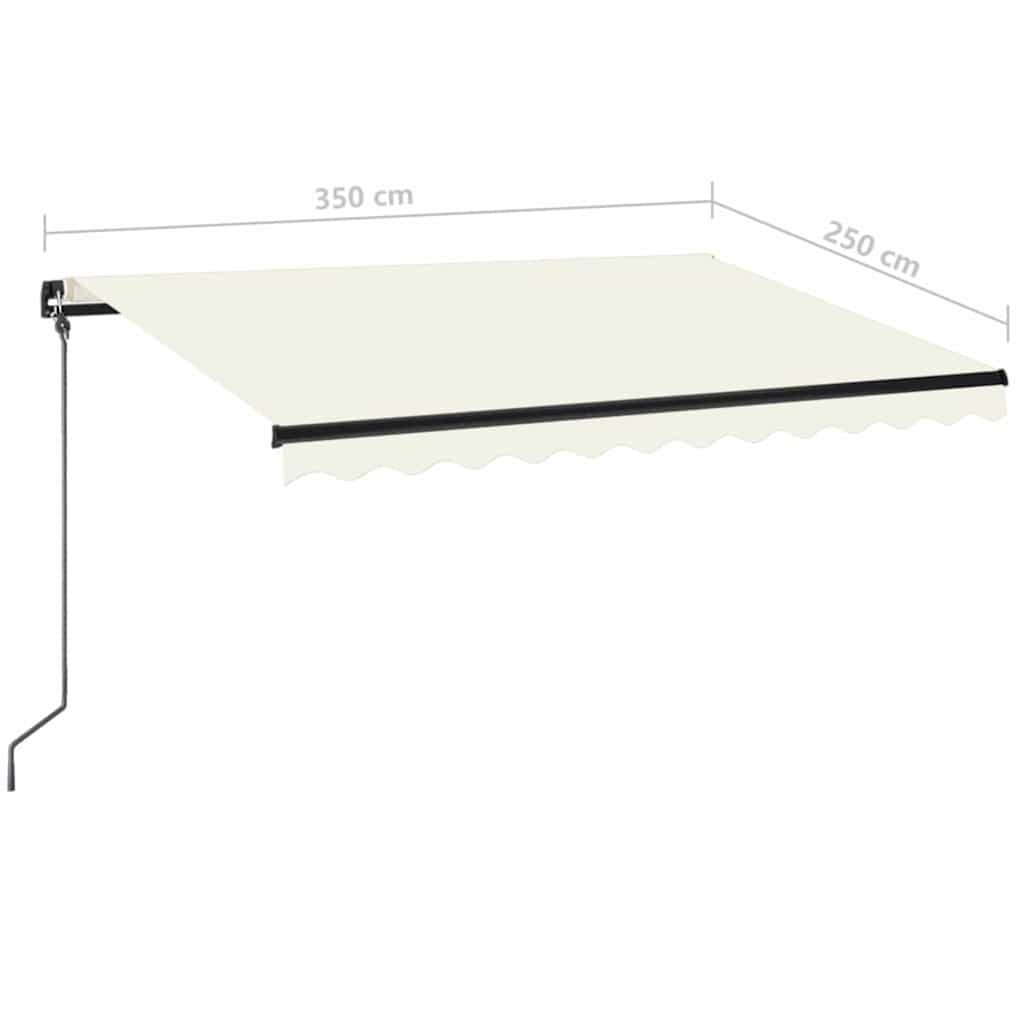 Krémszínű kézzel kihúzható LED-es napellenző 350 x 250 cm 6