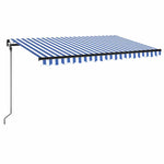 Kék és fehér kézzel kihúzható LED-es napellenző 400 x 300 cm 2