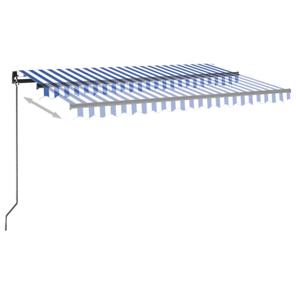 Kék és fehér kézzel kihúzható LED-es napellenző 400 x 300 cm 3