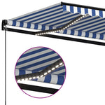 Kék és fehér kézzel kihúzható LED-es napellenző 400 x 300 cm 5