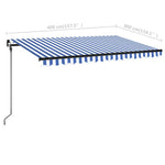 Kék és fehér kézzel kihúzható LED-es napellenző 400 x 300 cm 7
