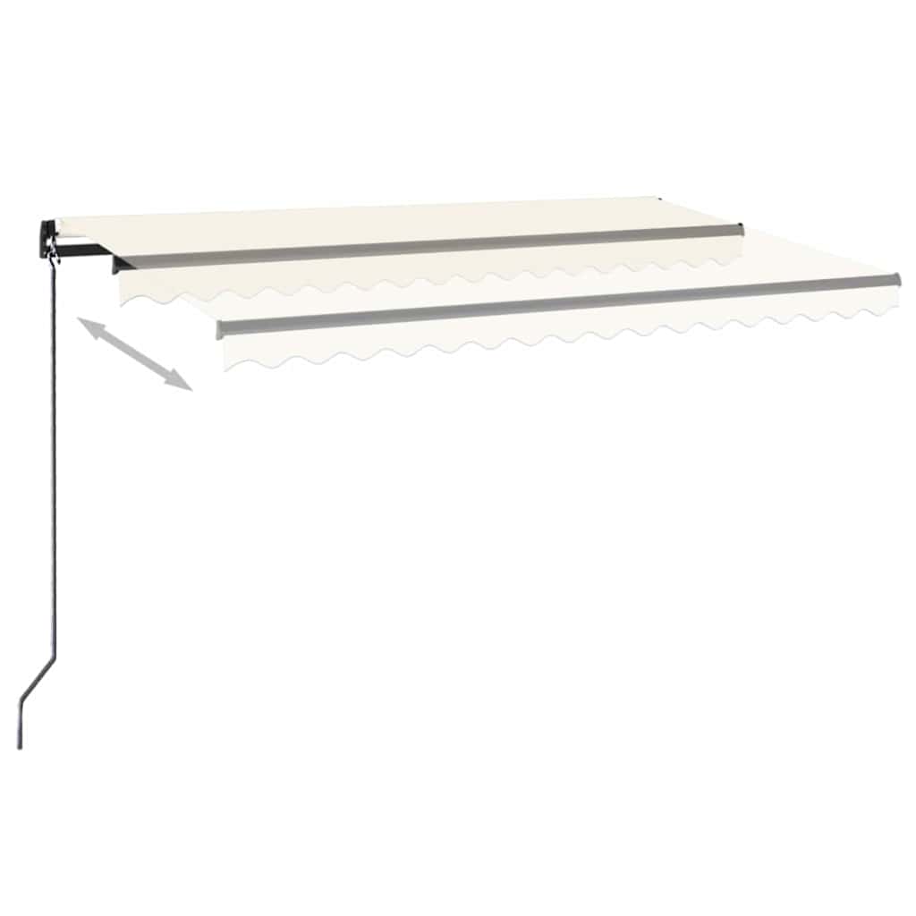 Krémszínű kézzel kihúzható LED-es napellenző 450 x 300 cm 3