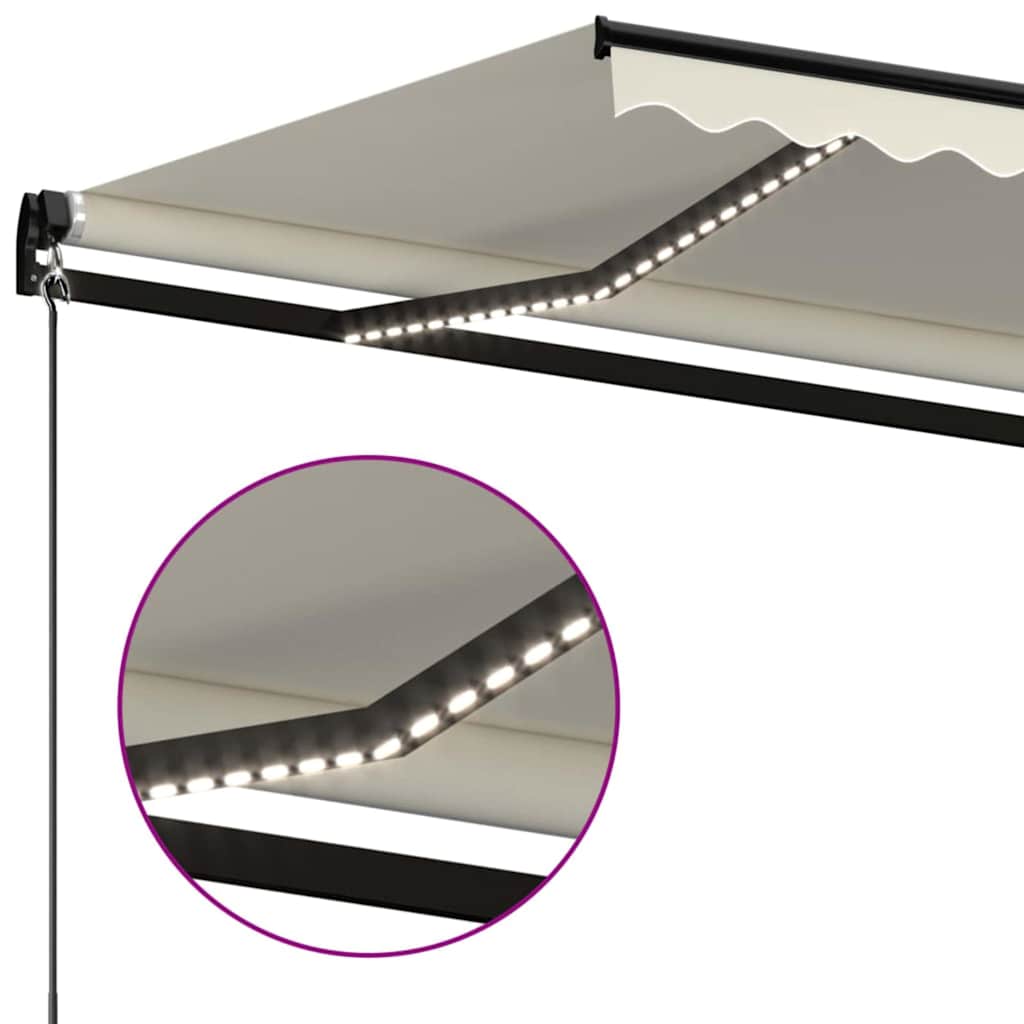 Krémszínű kézzel kihúzható LED-es napellenző 450 x 300 cm 5