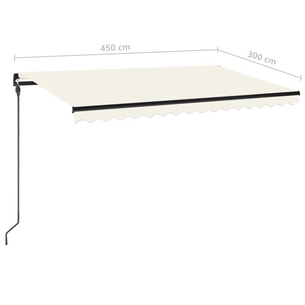 Krémszínű kézzel kihúzható LED-es napellenző 450 x 300 cm 7