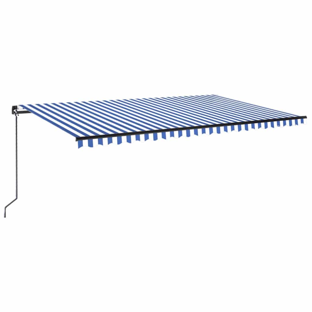 Kék és fehér kézzel kihúzható LED-es napellenző 500 x 300 cm 2