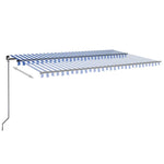 Kék és fehér kézzel kihúzható LED-es napellenző 500 x 300 cm 3