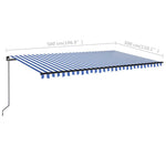 Kék és fehér kézzel kihúzható LED-es napellenző 500 x 300 cm 7