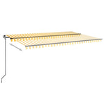 Sárga és fehér kézzel kihúzható LED-es napellenző 500x300 cm 3