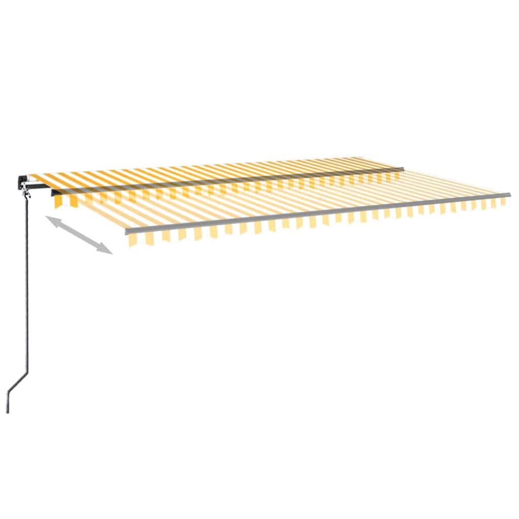 Sárga és fehér kézzel kihúzható LED-es napellenző 500x300 cm 3
