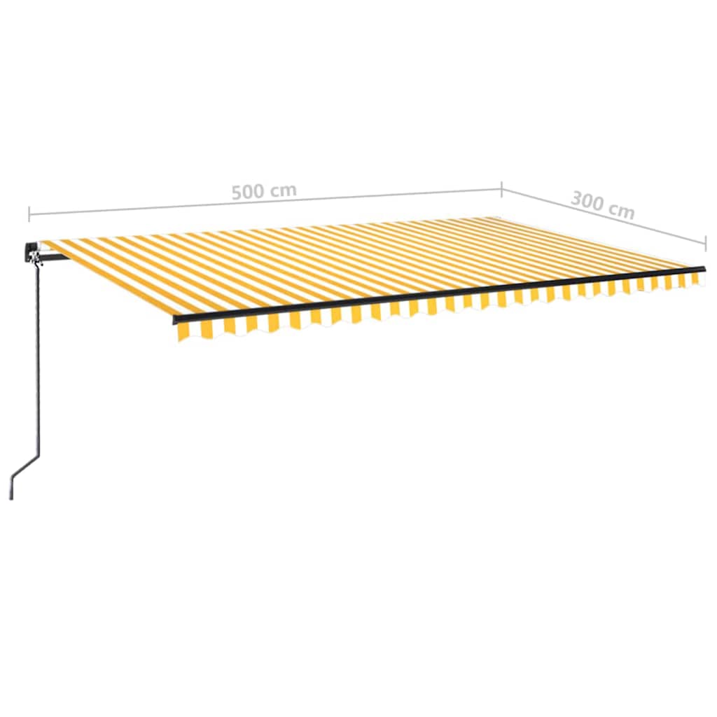Sárga és fehér kézzel kihúzható LED-es napellenző 500x300 cm 7