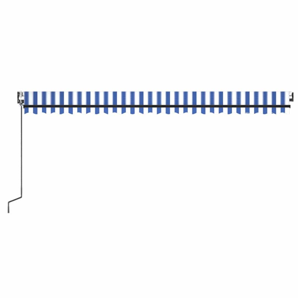 Kék/fehér automata szélérzékelős és LED-es napellenző 500x300cm 3