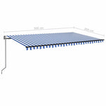 Kék/fehér automata szélérzékelős és LED-es napellenző 500x300cm 10