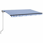 Kék és fehér kézzel kihúzható LED-es napellenző 450 x 350 cm 2
