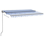 Kék és fehér kézzel kihúzható LED-es napellenző 450 x 350 cm 3
