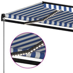 Kék és fehér kézzel kihúzható LED-es napellenző 450 x 350 cm 5