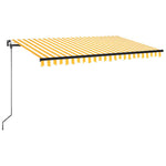 Sárga és fehér kézzel kihúzható LED-es napellenző 450 x 350 cm 2