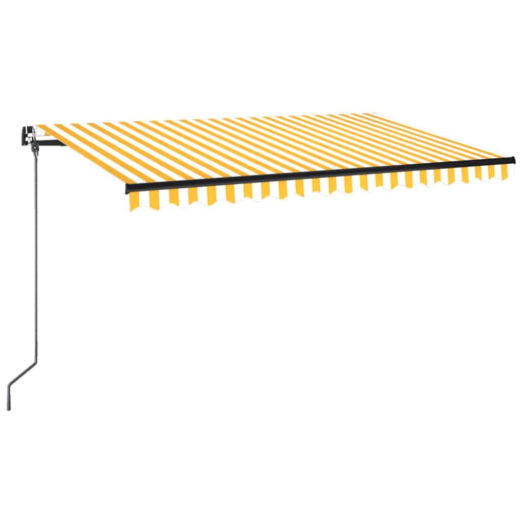 Sárga és fehér kézzel kihúzható LED-es napellenző 450 x 350 cm 2