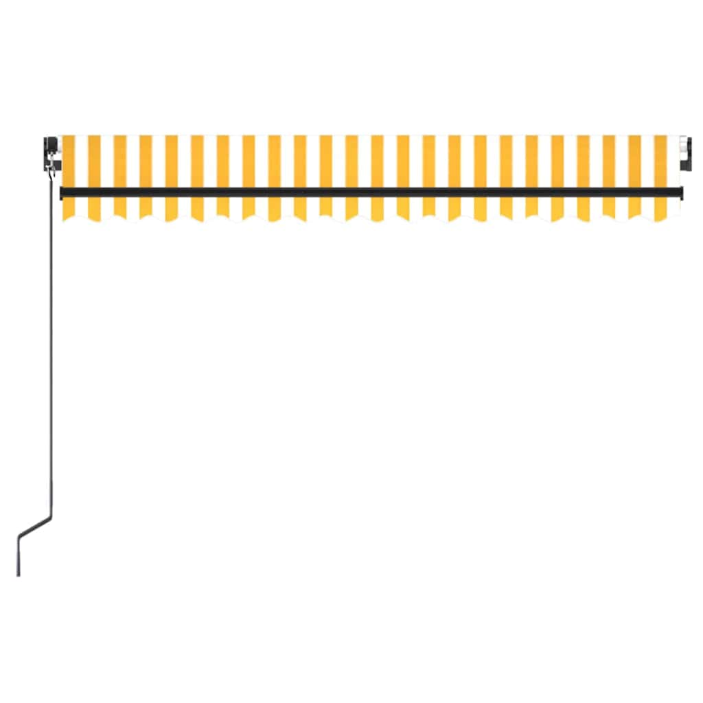 Sárga és fehér kézzel kihúzható LED-es napellenző 450 x 350 cm 4
