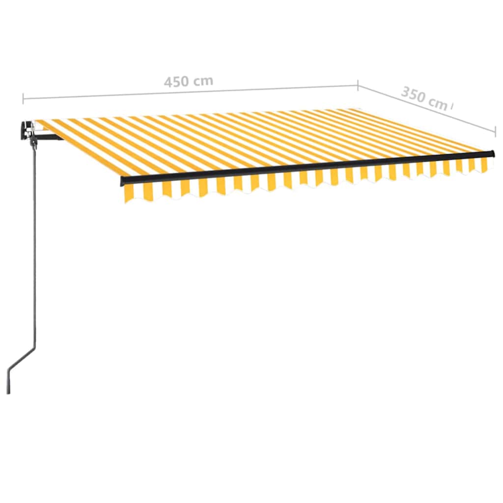 Sárga és fehér kézzel kihúzható LED-es napellenző 450 x 350 cm 7