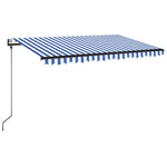 Kék/fehér automata szélérzékelős és LED-es napellenző 450x350cm 2