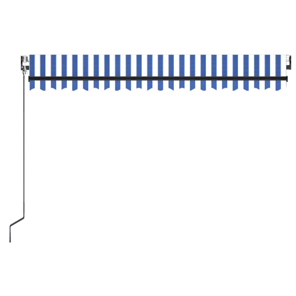 Kék/fehér automata szélérzékelős és LED-es napellenző 450x350cm 3