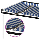 Kék/fehér automata szélérzékelős és LED-es napellenző 450x350cm 4