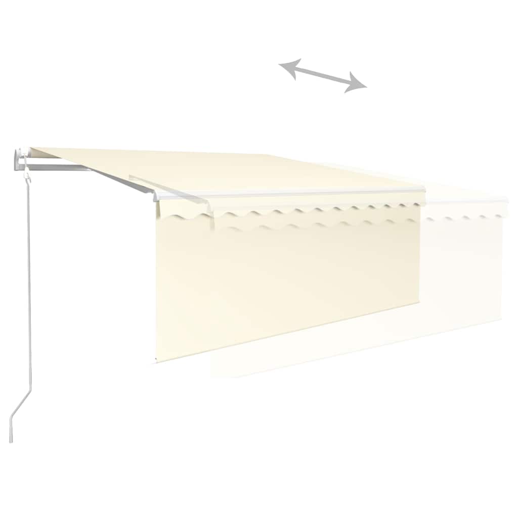 Krémszínű szélérzékelős, LED-es napellenző redőnnyel 3 x 2,5 m 4