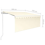Krémszínű szélérzékelős, LED-es napellenző redőnnyel 3 x 2,5 m 10