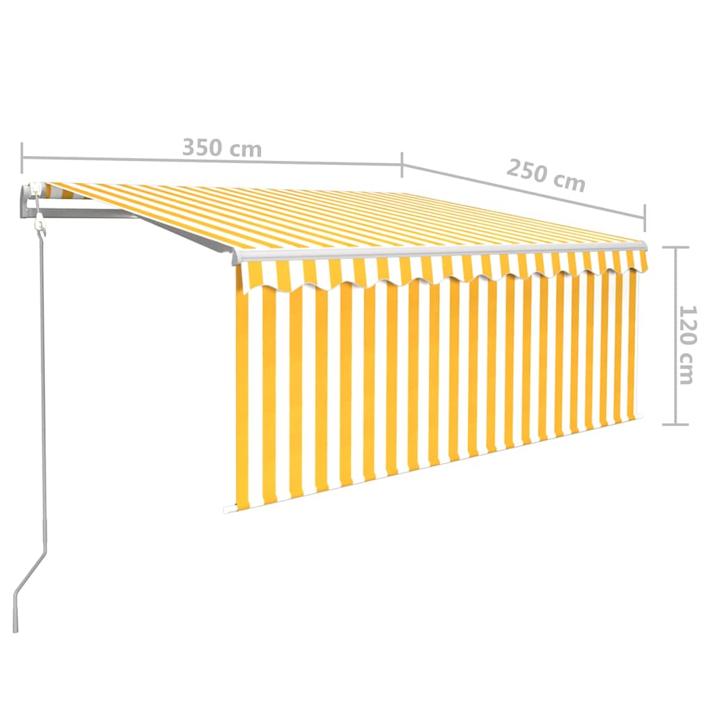 Sárga-fehér automata kihúzható napellenző redőnnyel 3,5 x 2,5 m 9