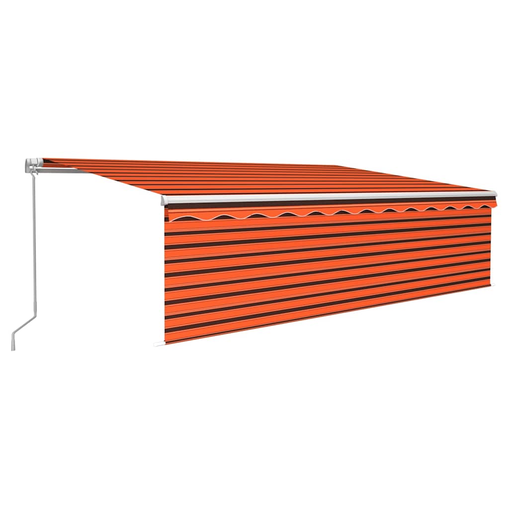 Narancssárga-barna kézzel kihúzható LED-es napellenző 5 x 3 m 2