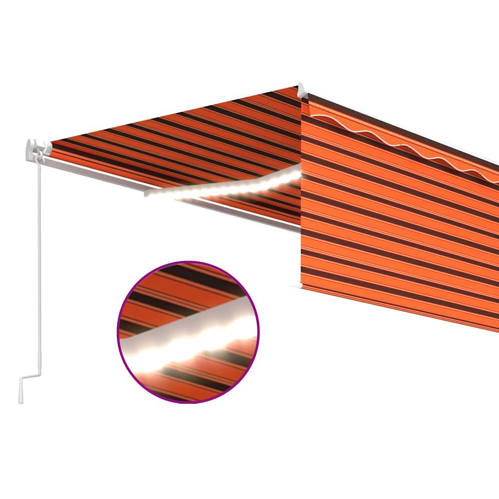 Narancssárga-barna kézzel kihúzható LED-es napellenző 5 x 3 m 4