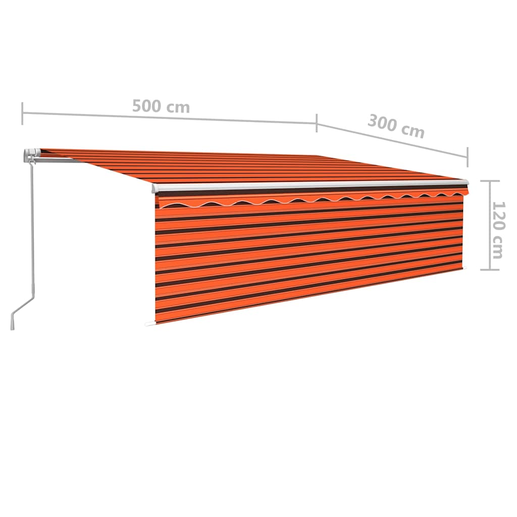Narancssárga-barna kézzel kihúzható LED-es napellenző 5 x 3 m 7