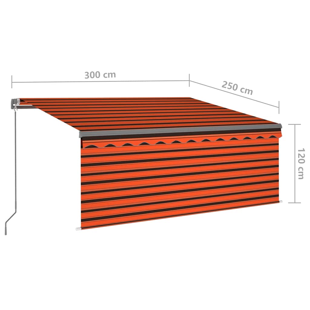 Narancssárga-barna kézzel kihúzható LED-es napellenző 3 x 2,5m 7