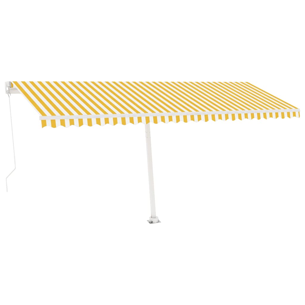 Sárga és fehér kézzel kihúzható LED-es napellenző 500x300 cm 2
