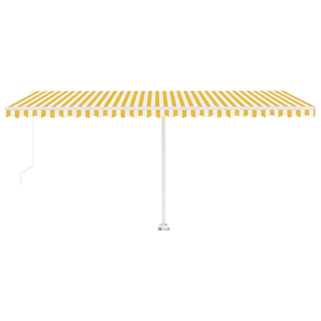 Sárga és fehér kézzel kihúzható LED-es napellenző 500x300 cm 3