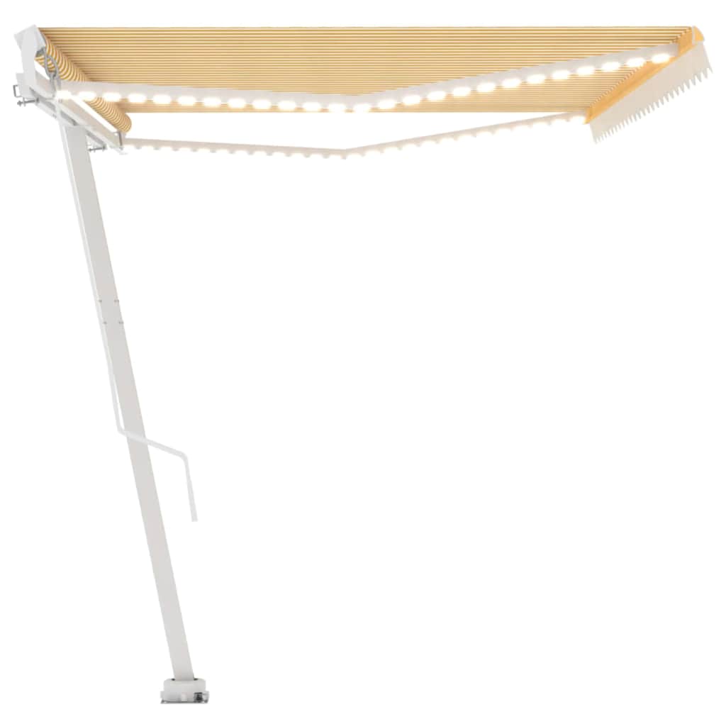 Sárga és fehér kézzel kihúzható LED-es napellenző 500x300 cm 5